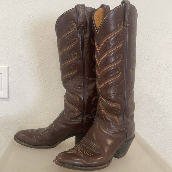 Brown Leather Cowboy Boots - Picture 7 of 9